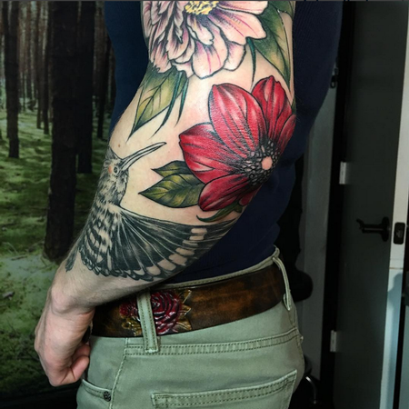 Tattoos - Detail Shot of Sleeve-Color in Progress- Instagram @michaelbalesart - 123111